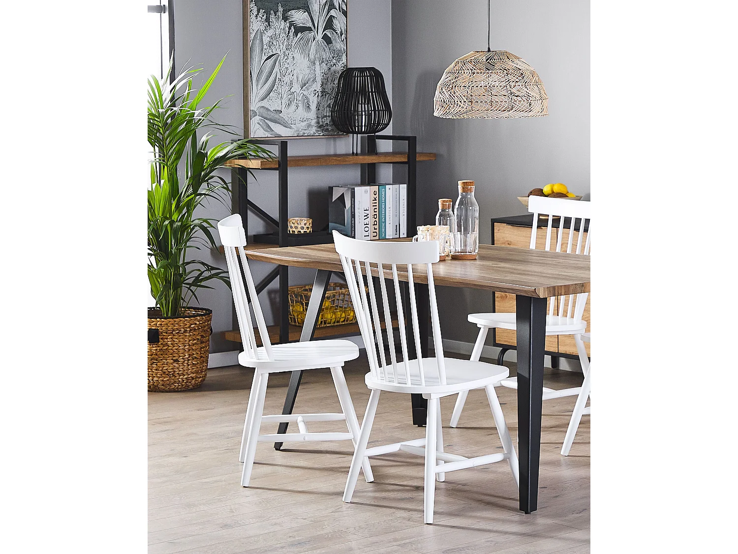 Set van 2 eetkamerstoelen BURGES Hout Wit