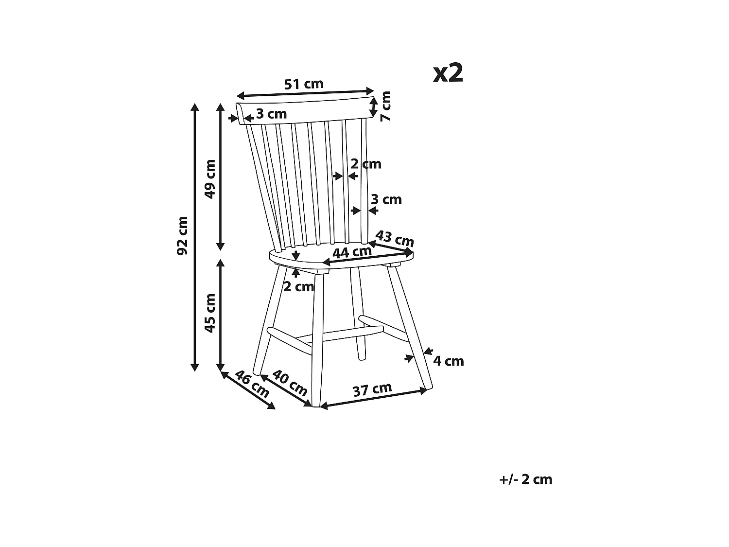 Set van 2 eetkamerstoelen BURGES Hout Wit