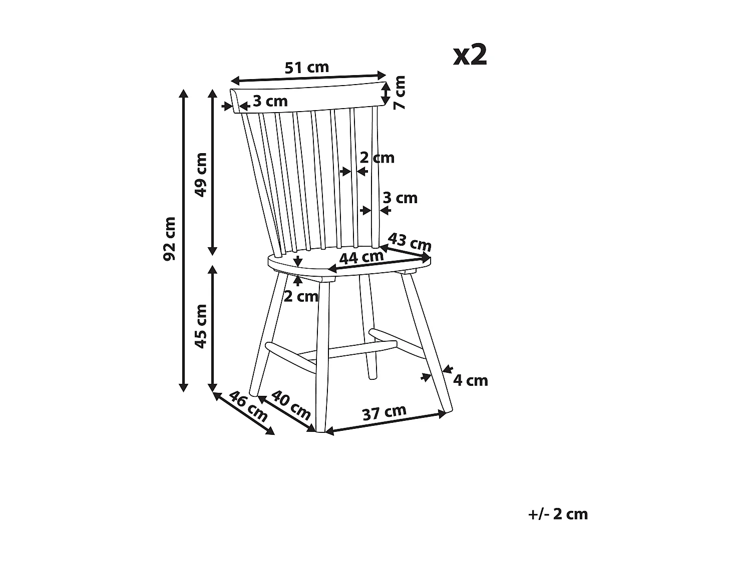 Lot de 2 chaises de salle à manger BURGES Bois Blanc