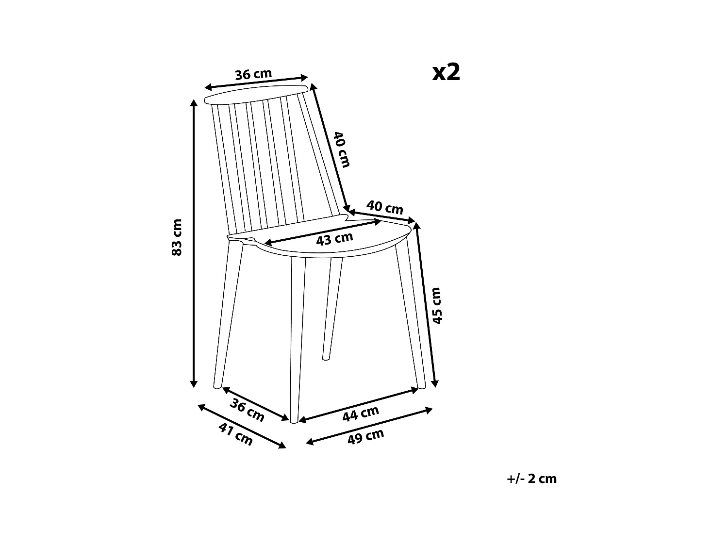 Set van 2 eetkamerstoelen VENTNOR Zwart