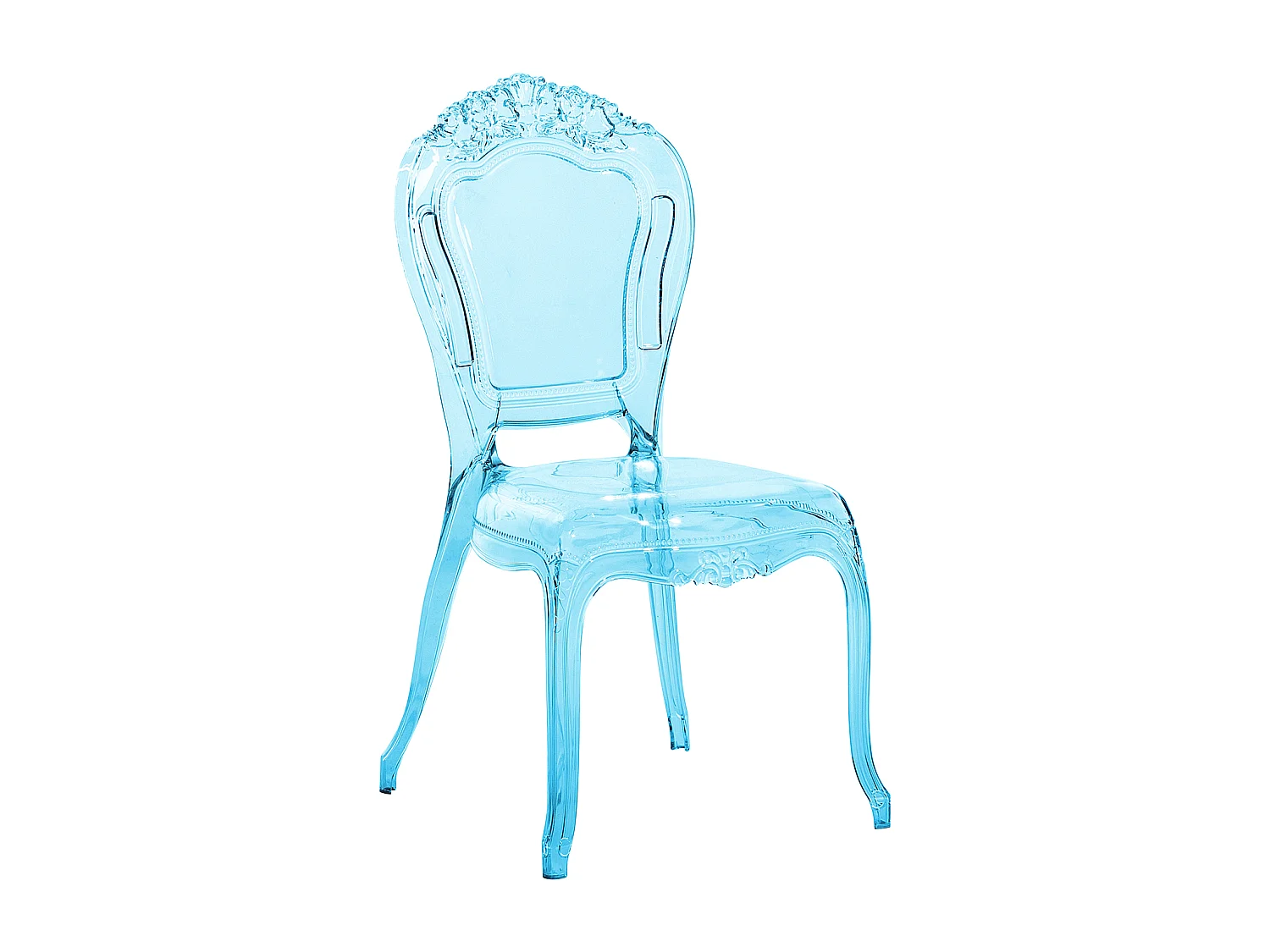 Barock Stuhl Kunststoff 2er Set transparent blau 2er Set stapelbar Vermont