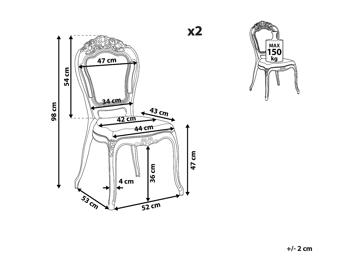 Set van 2 eetkamerstoelen VERMONT Lichtblauw