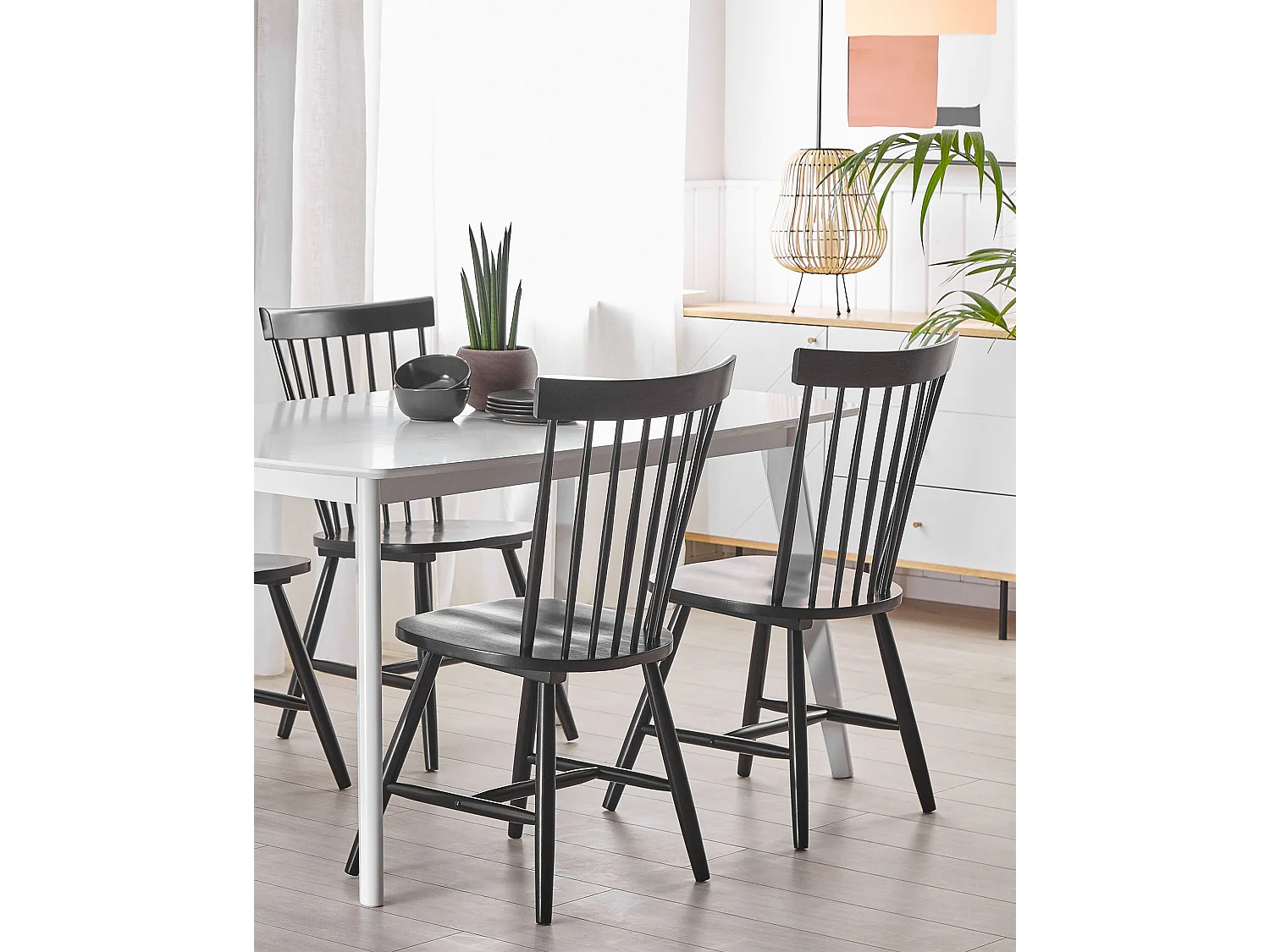 Lot de 2 chaises de salle à manger BURGES Bois Noir