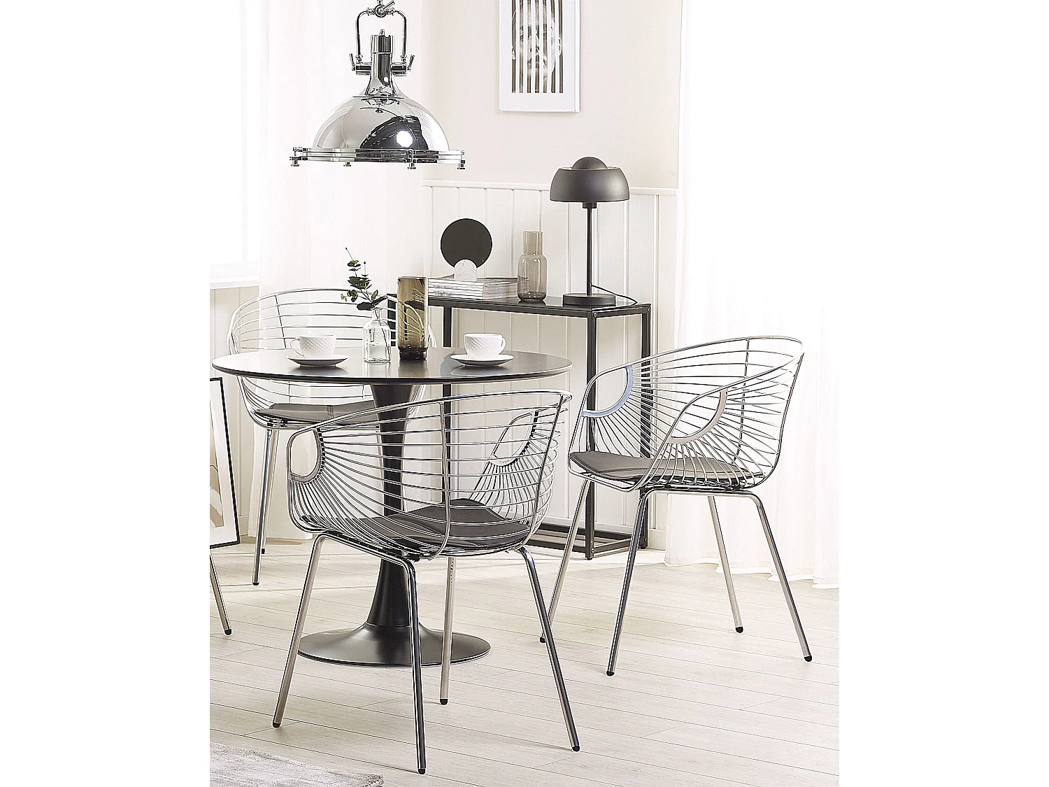 Lot de 2 chaises de salle à manger HOBACK Métal Argenté