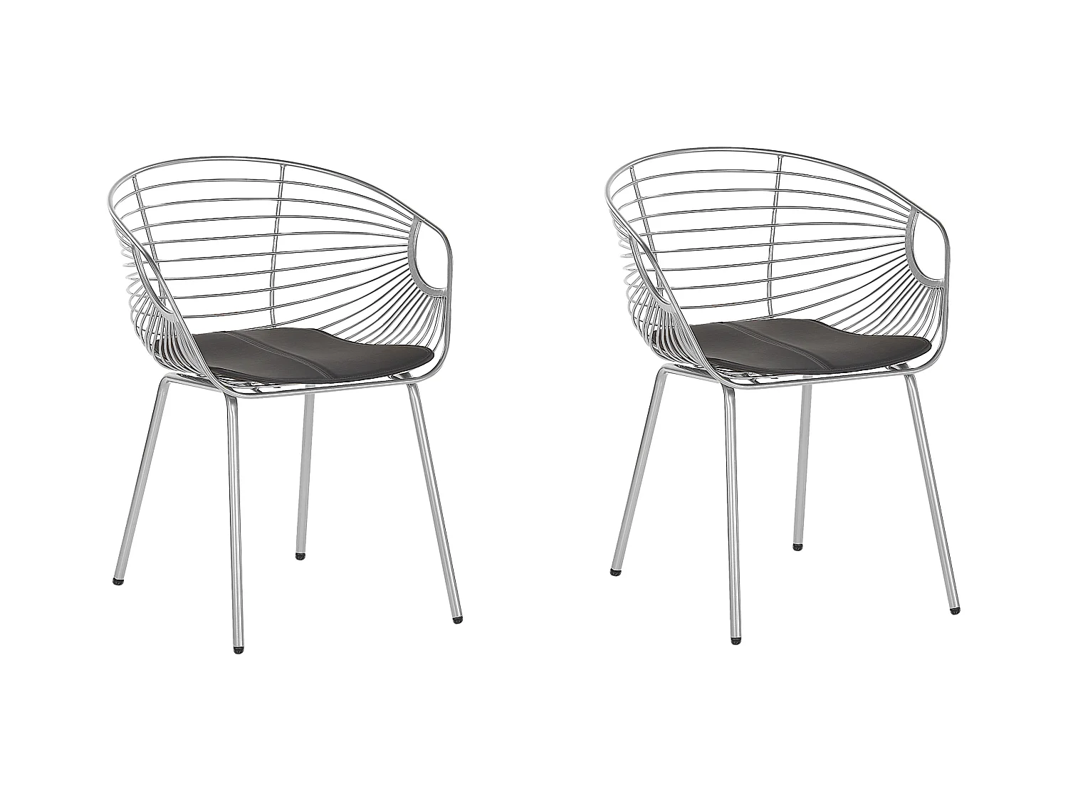 Lot de 2 chaises de salle à manger HOBACK Métal Argenté