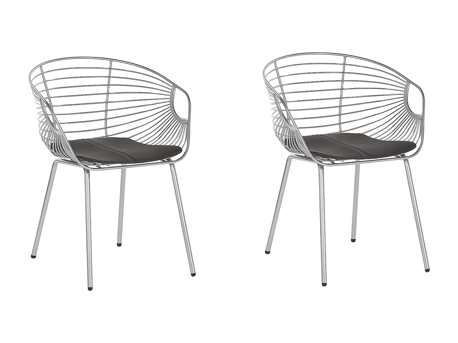 Lot de 2 chaises de salle à manger HOBACK Métal Argenté