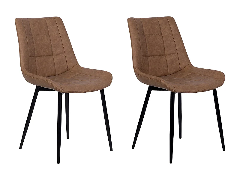 Esszimmerstuhl 2er Set Kunstleder braun mit Metallgestell schwarz Retro Melrose II