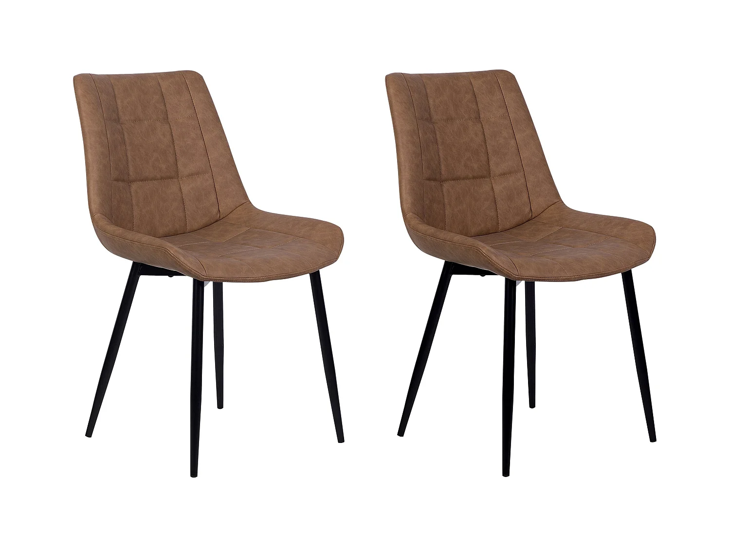 Lot de 2 chaises de salle à manger MELROSE II Cuir PU Marron doré