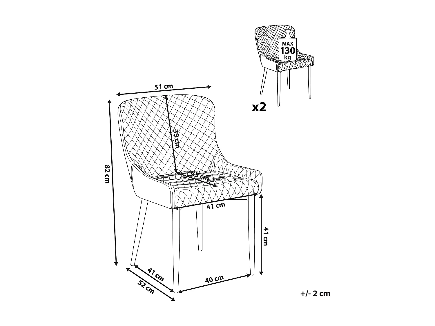 Set van 2 eetkamerstoelen SOLANO Lichtgrijs