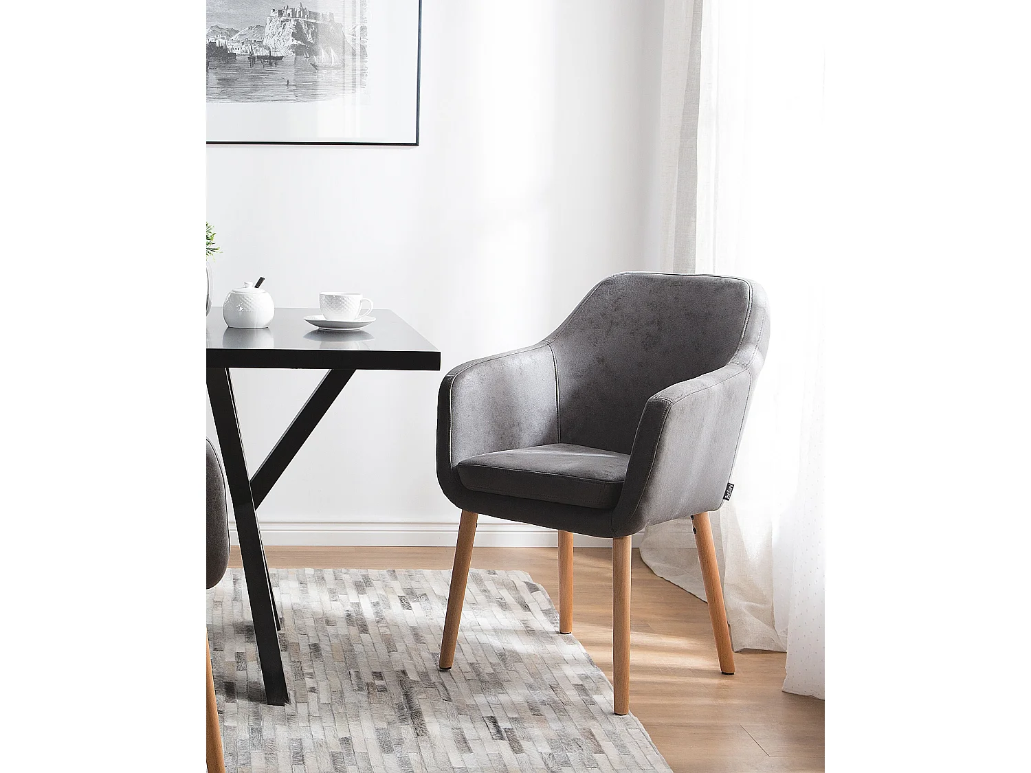 Cadeira de jantar YORKVILLE Pele sintética Cinzento