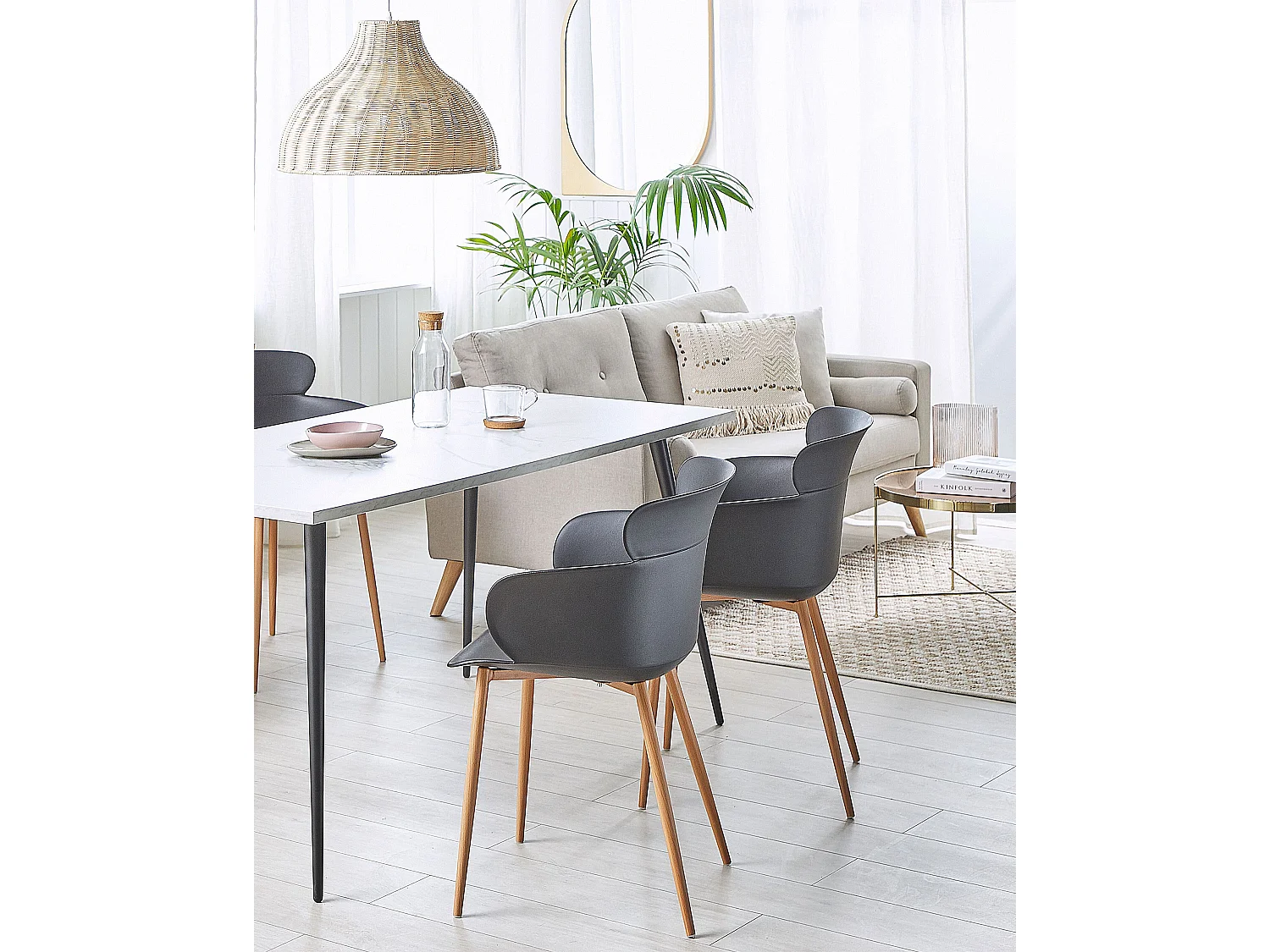 Schwarzes 2er Set Esszimmerstuhl aus Kunststoff Sumkley