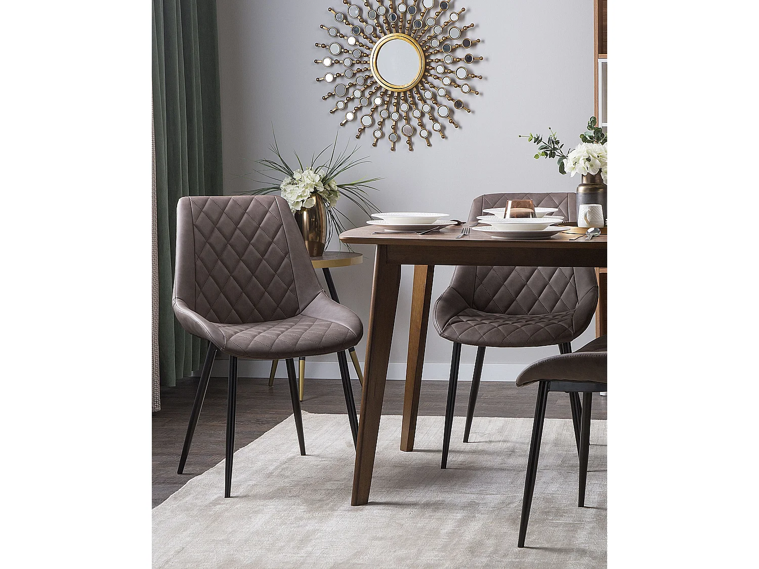 Lot de 2 chaises de salle à manger MARIBEL Cuir PU Marron foncé