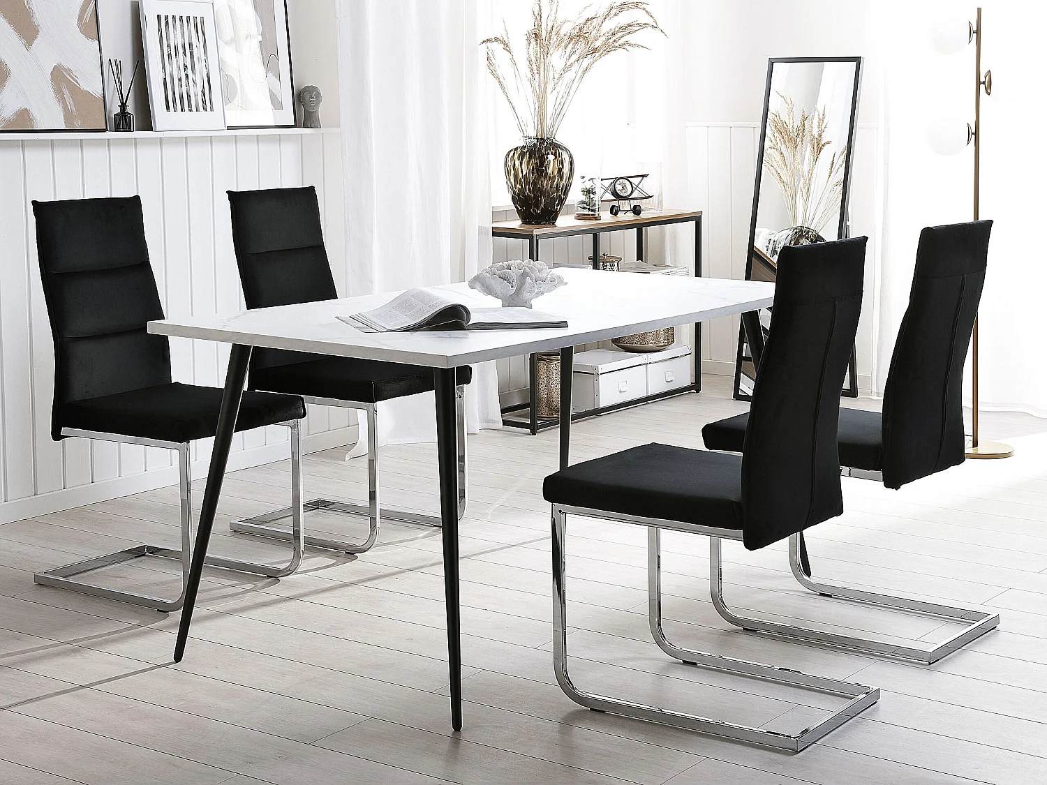 Lot de 2 chaises de cuisine en velours noir ROCKFORD