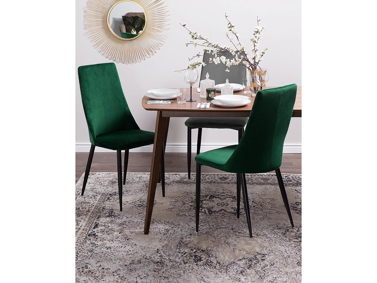 Lot de 2 chaises de salle à manger CLAYTON Velours Vert émeraude