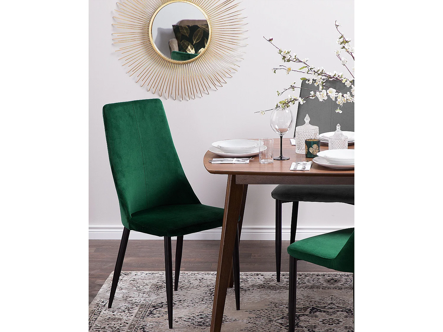 Set van 2 eetkamerstoelen CLAYTON Fluweel Smaragdgroen
