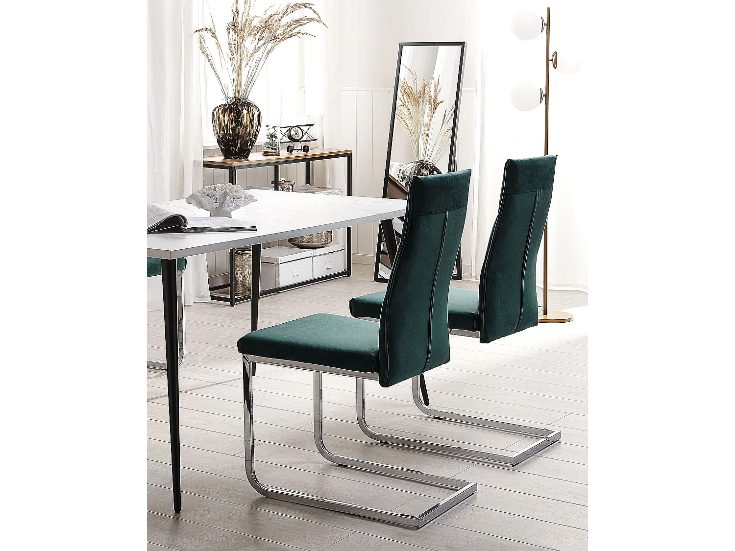 Lot de 2 chaises de salle à manger ROCKFORD Velours Vert
