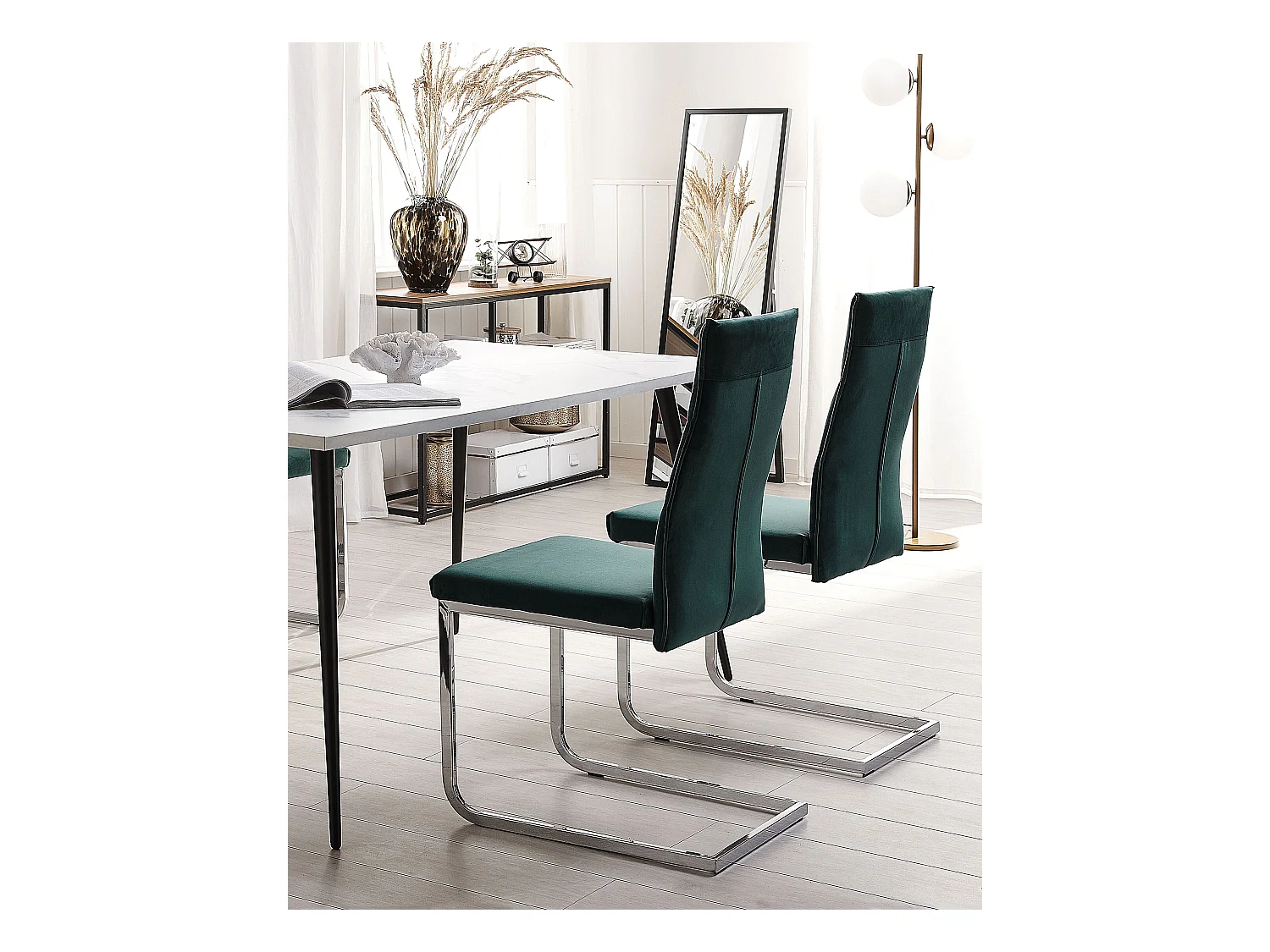 Set van 2 eetkamerstoelen ROCKFORD Fluweel Groen