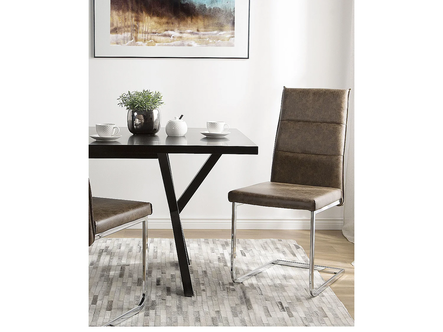 Lot de 2 chaises de salle à manger ROCKFORD Cuir PU Marron