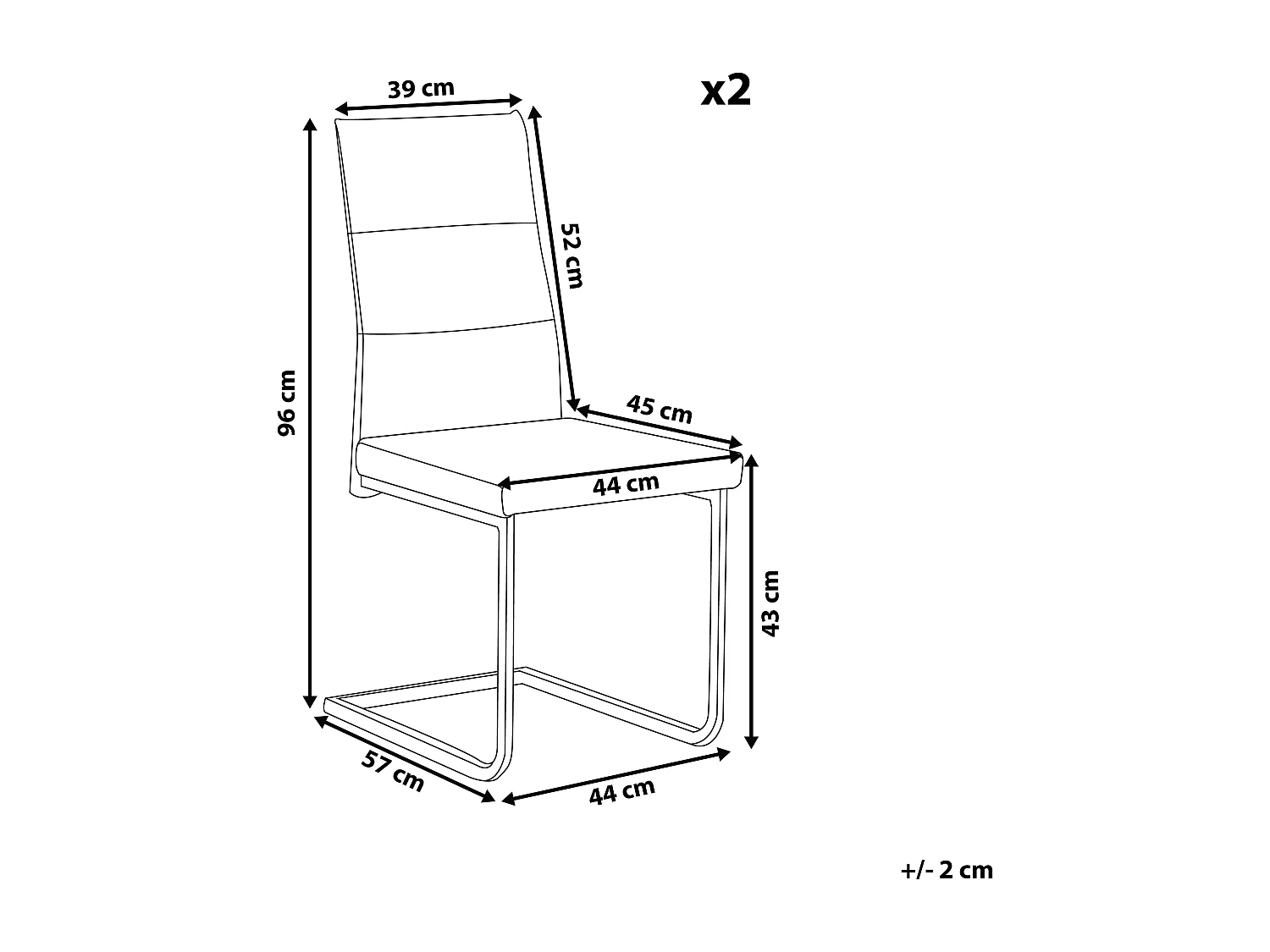 Set van 2 eetkamerstoelen ROCKFORD Kunstleer Bruin