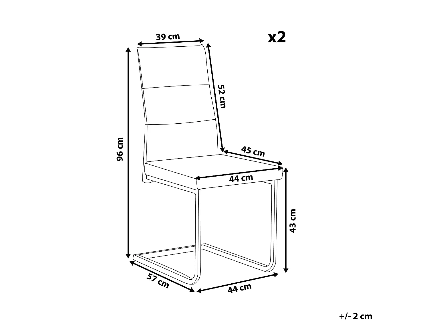 Set van 2 eetkamerstoelen ROCKFORD Kunstleer Bruin