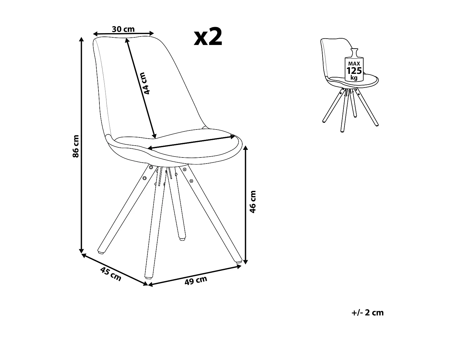 Set van 2 eetkamerstoelen DAKOTA Zwart