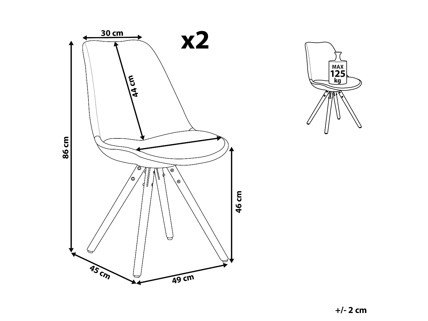 Set van 2 eetkamerstoelen DAKOTA Zwart