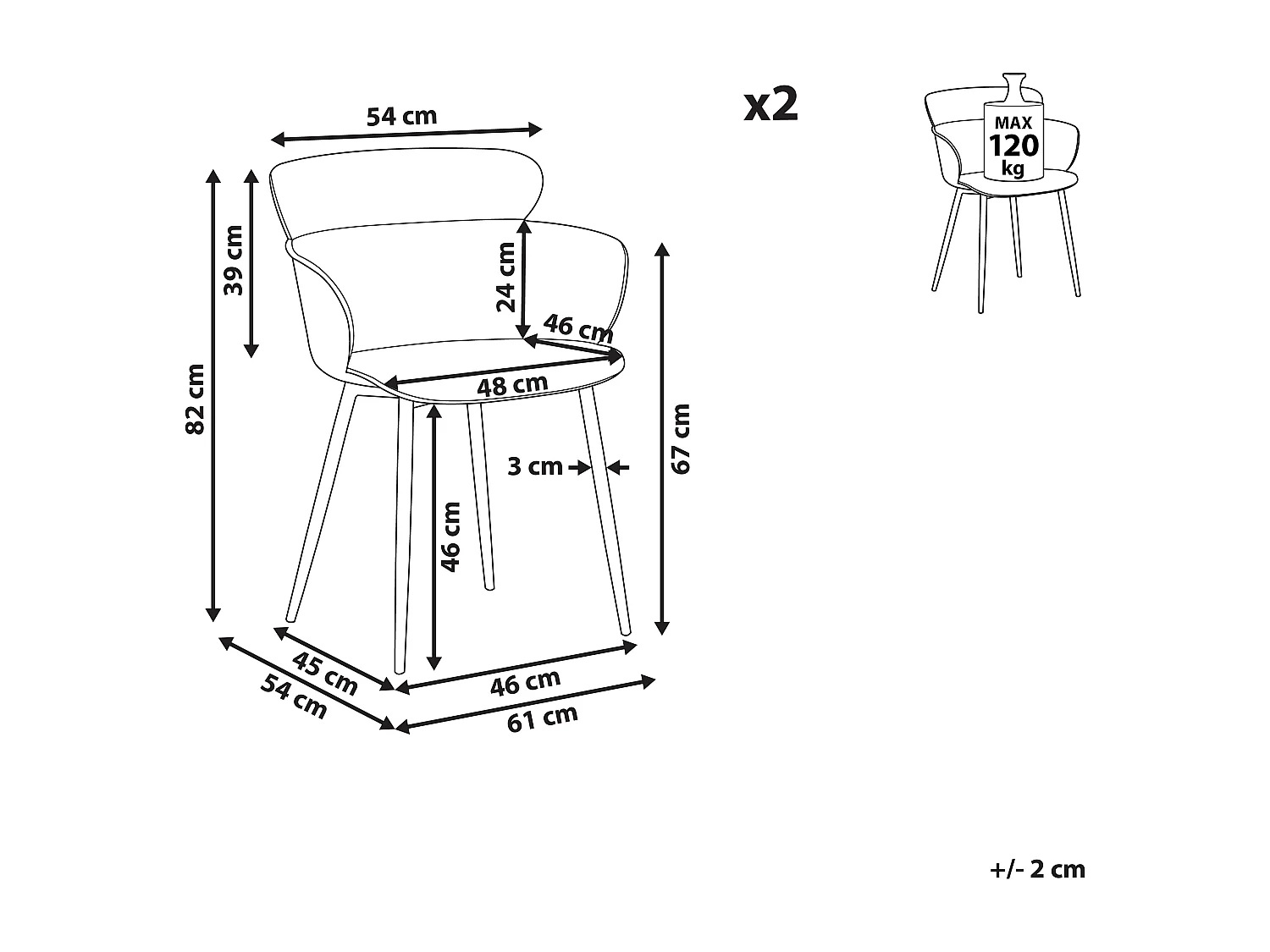 Set van 2 eetkamerstoelen SUMKLEY Lichtgrijs