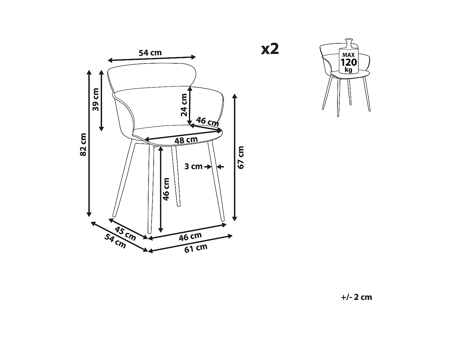 Lot de 2 chaises de salle à manger SUMKLEY Gris clair