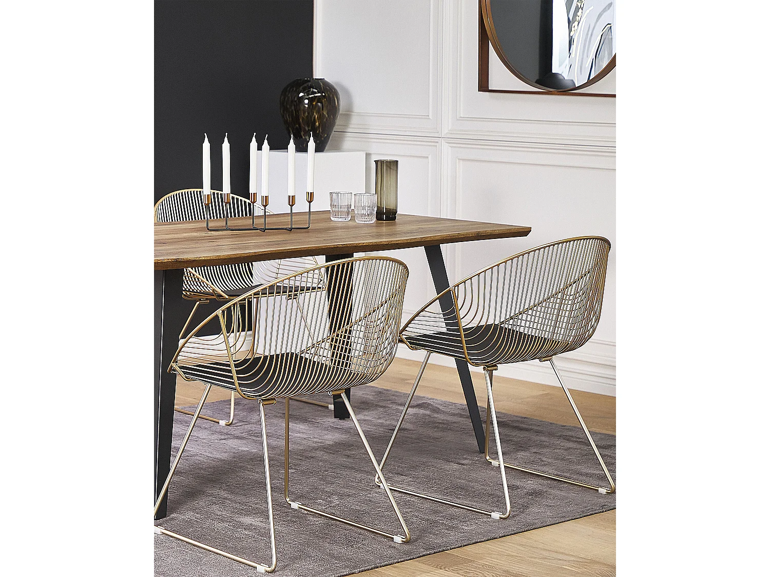 Lot de 2 chaises de salle à manger AURORA Métal Doré
