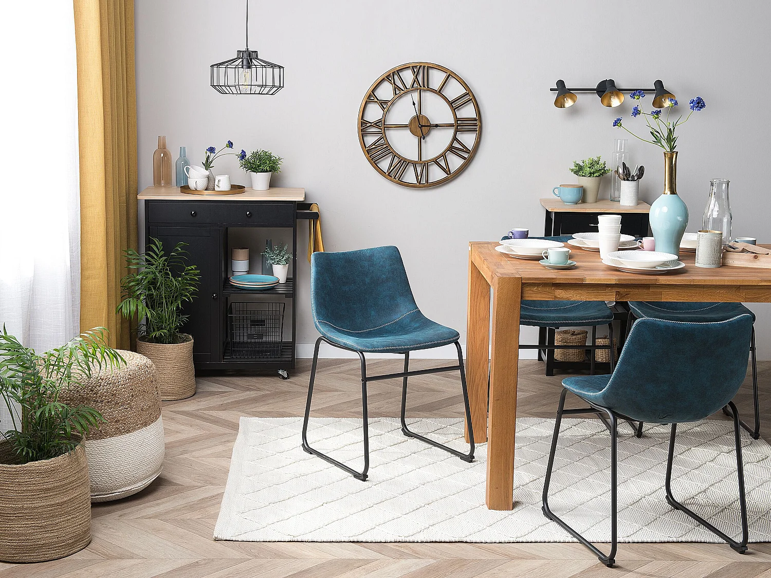 Bequeme und stilvolle Stühle im Retro-Design 2er Set blau Batavia