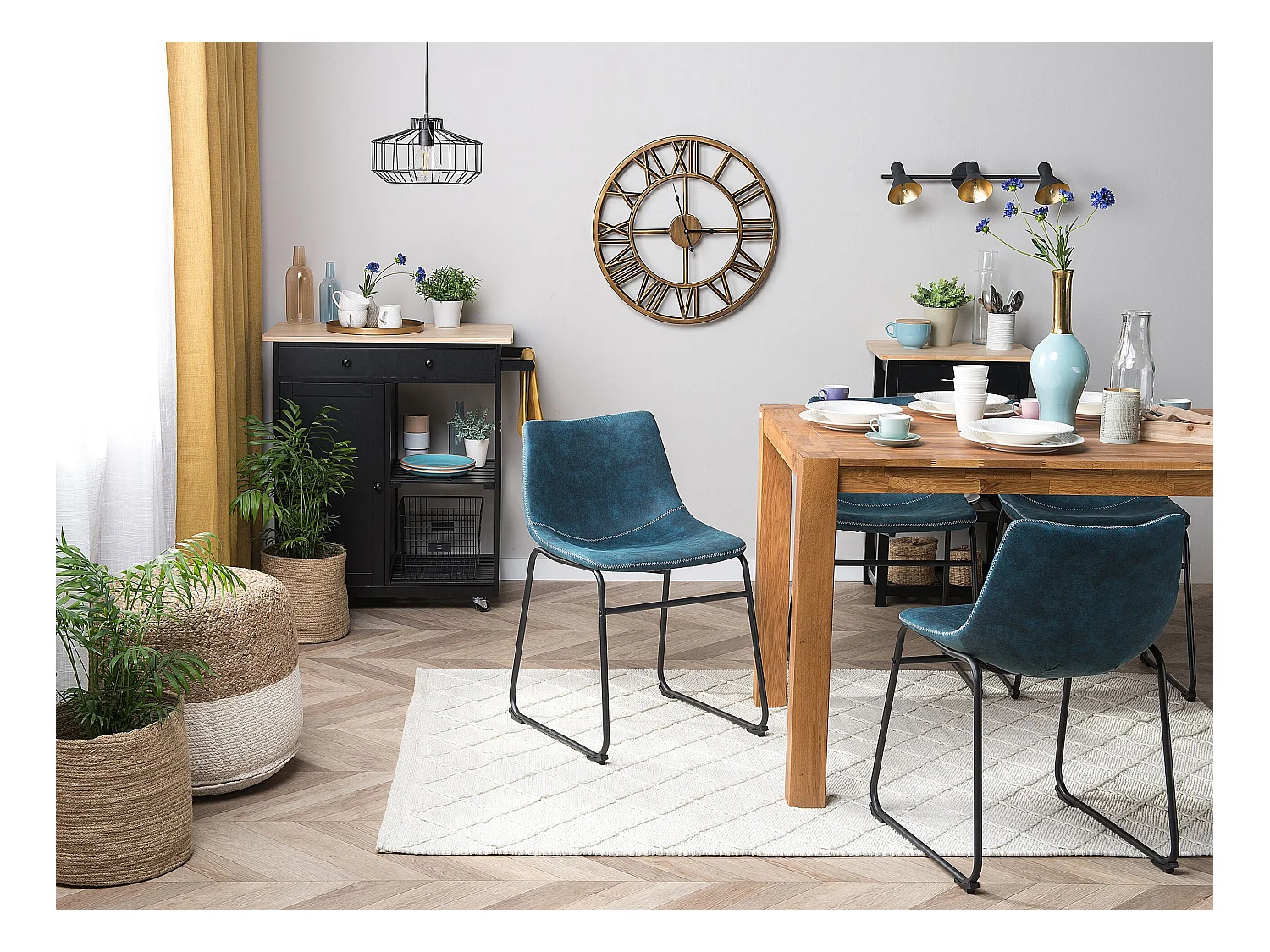 Set van 2 eetkamerstoelen BATAVIA Zeeblauw