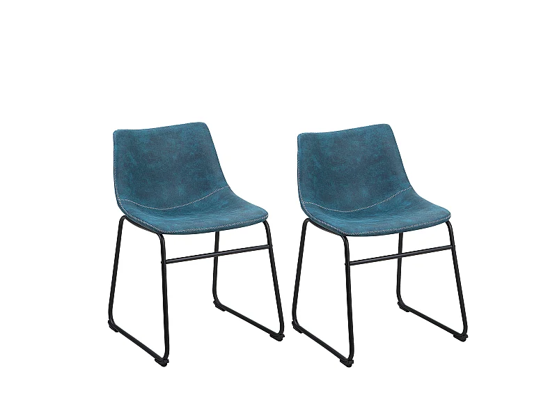 Lot de 2 chaises de salle à manger BATAVIA Bleu azur