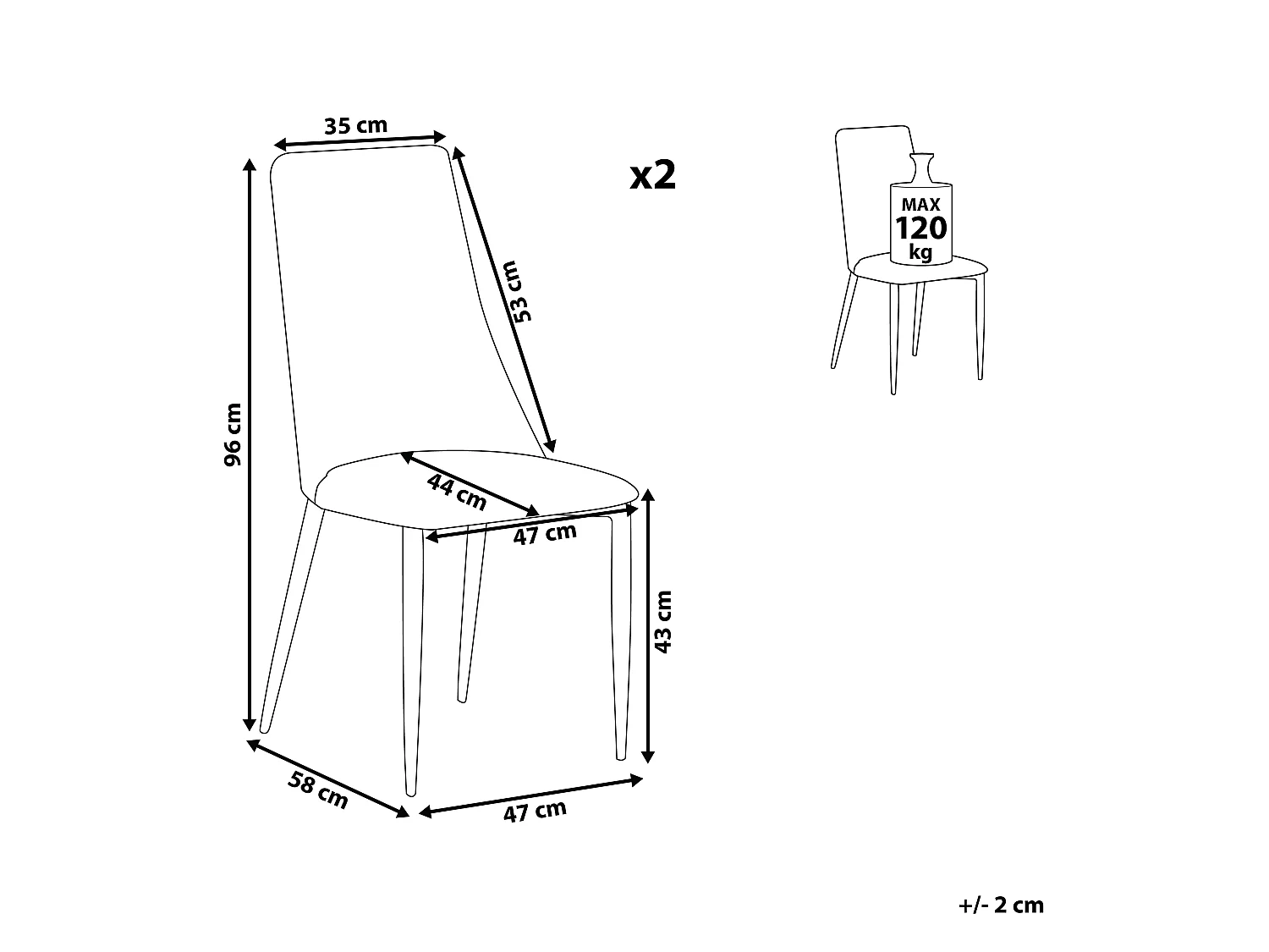 Set van 2 eetkamerstoelen CLAYTON Kunstleer Bruin