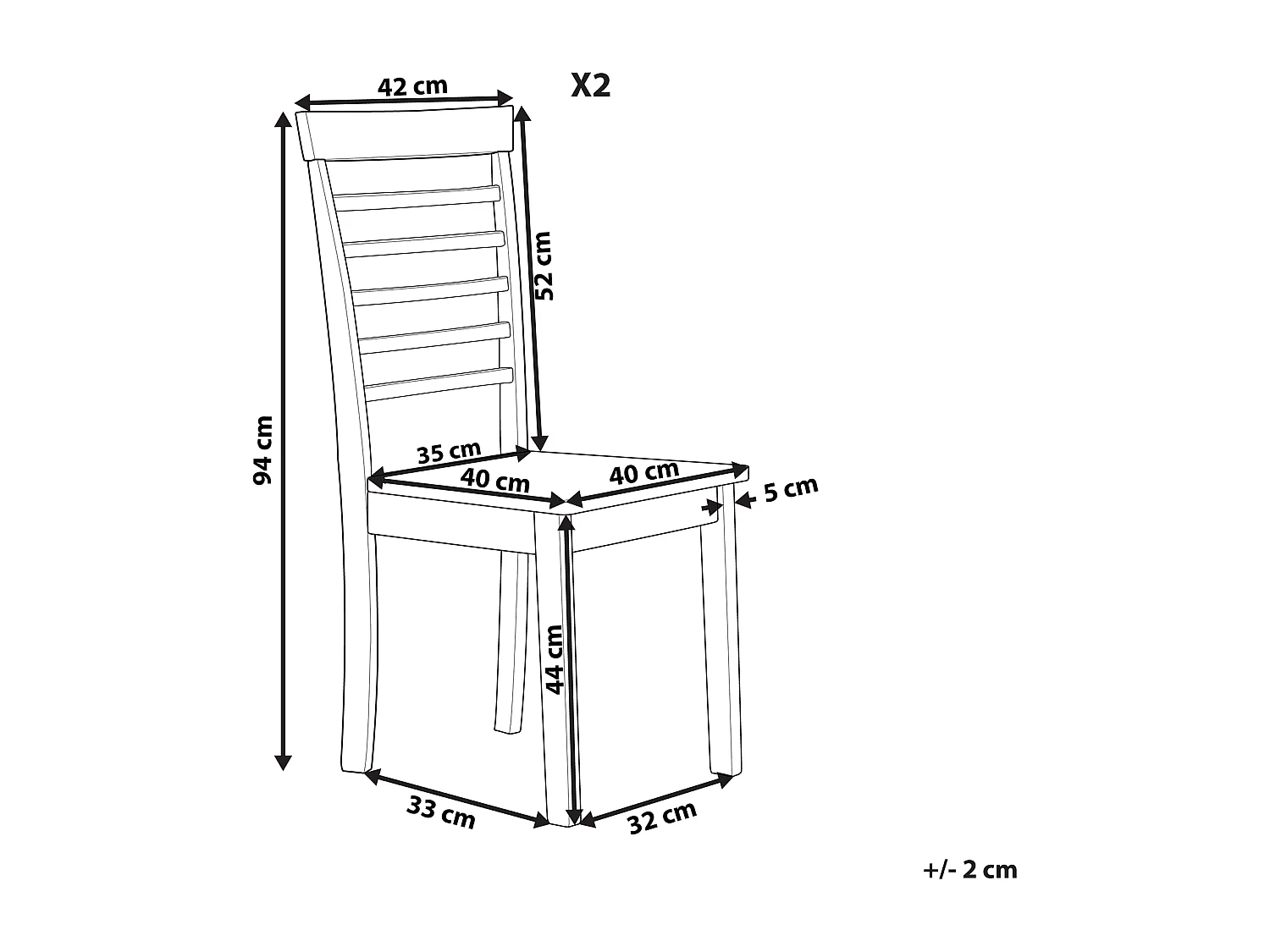 Lot de 2 chaises de salle à manger BATTERSBY Bois Blanc