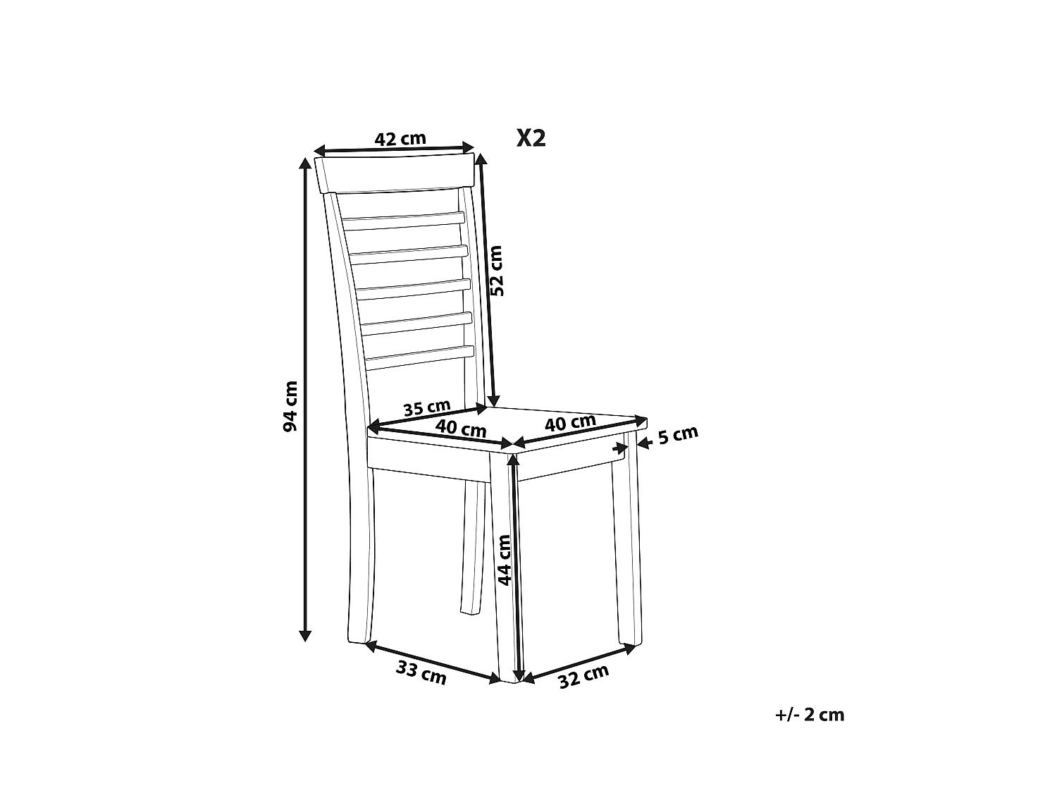 Lot de 2 chaises de salle à manger BATTERSBY Bois Blanc