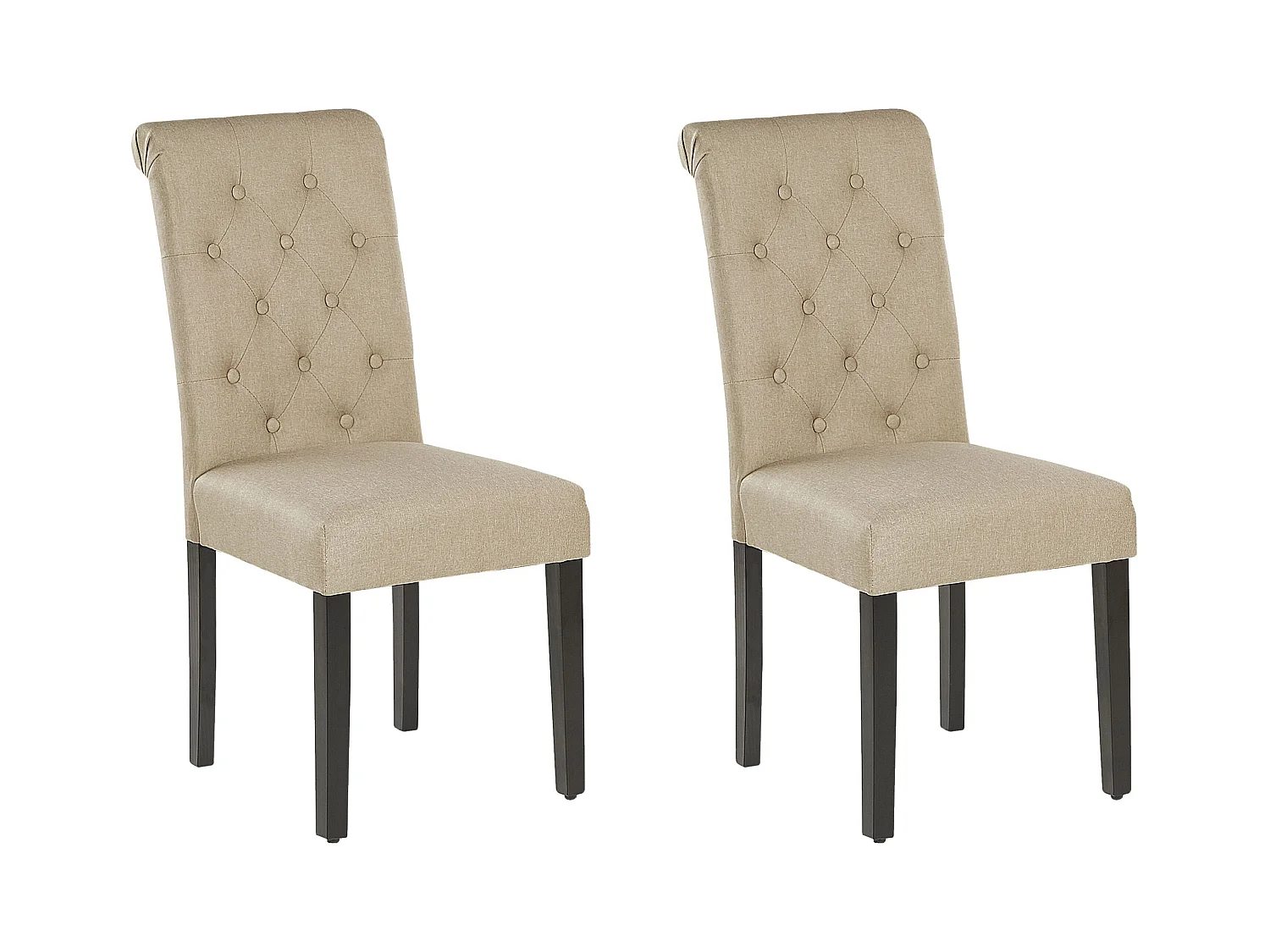 Lot de 2 chaises de salle à manger VELVA Tissu Beige sable