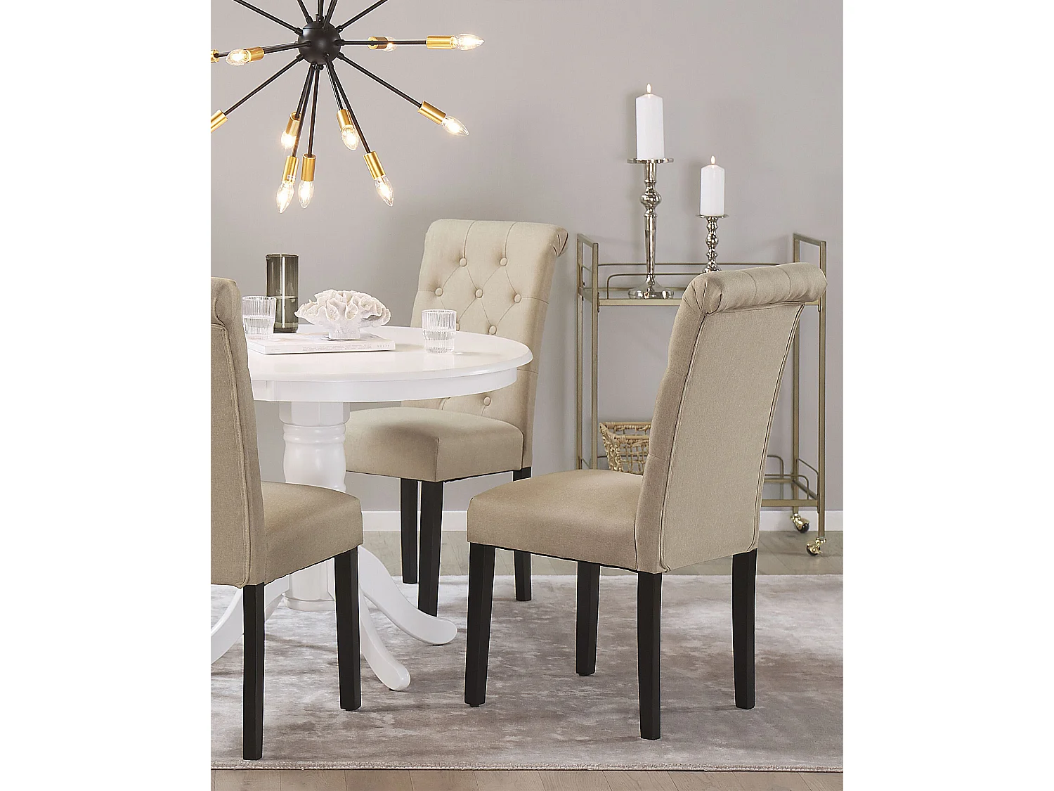 Lot de 2 chaises de salle à manger VELVA Tissu Beige sable