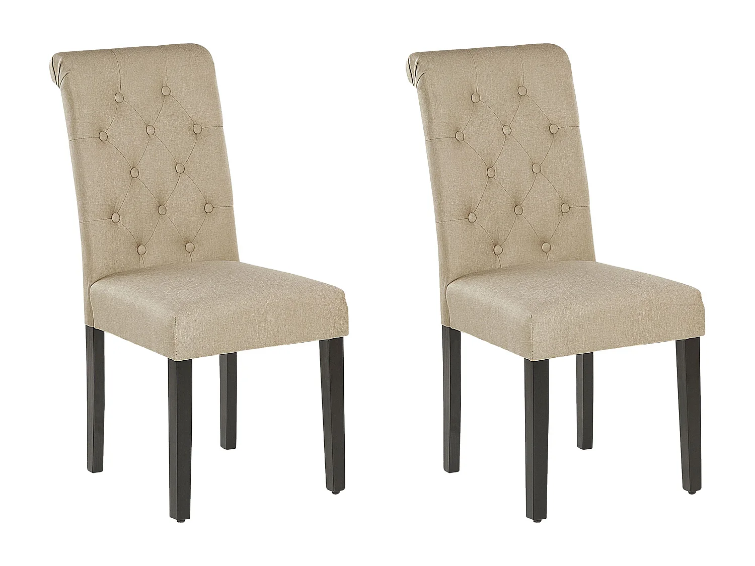 Lot de 2 chaises de salle à manger VELVA Tissu Beige sable