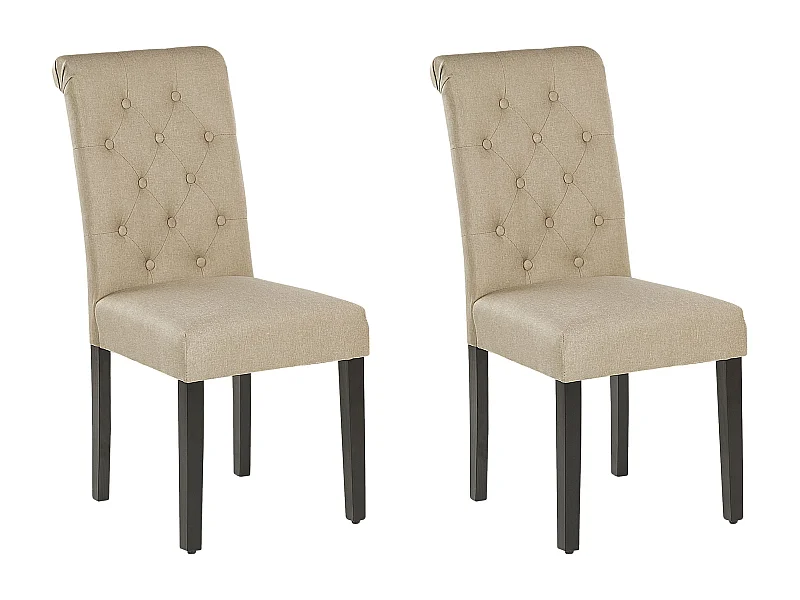 Esszimmerstuhl 2er Set VELVA Stoff Sandbeige