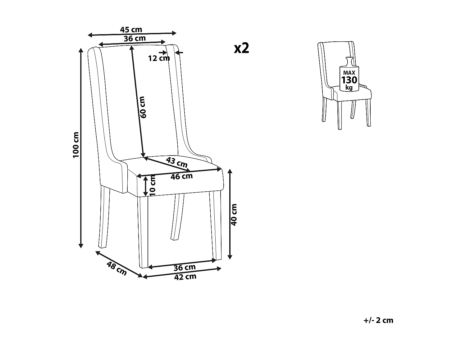 Set van 2 eetkamerstoelen CHAMBERS Katoen Lichtgrijs
