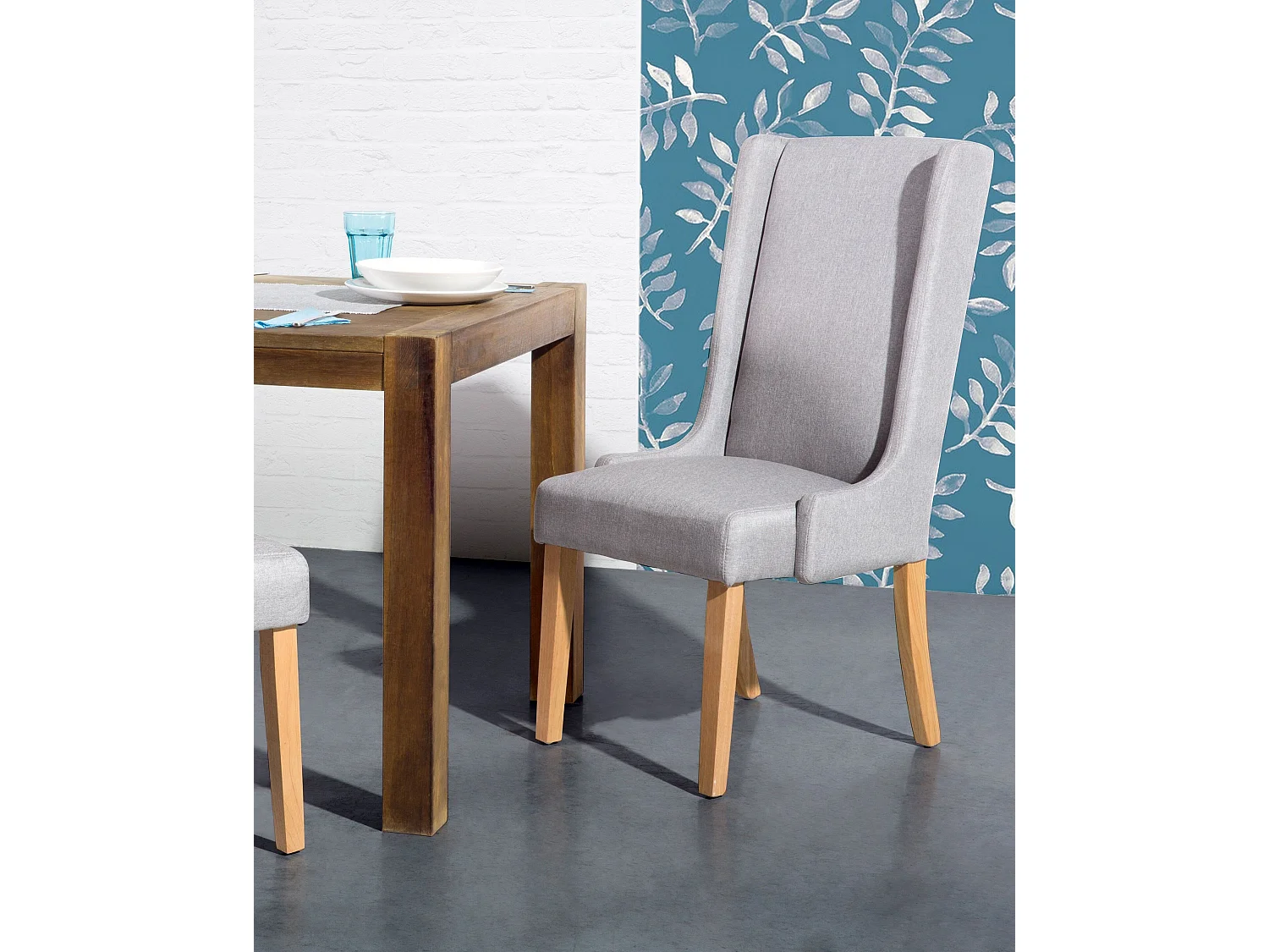 Lot de 2 chaises de salle à manger CHAMBERS Coton Gris clair