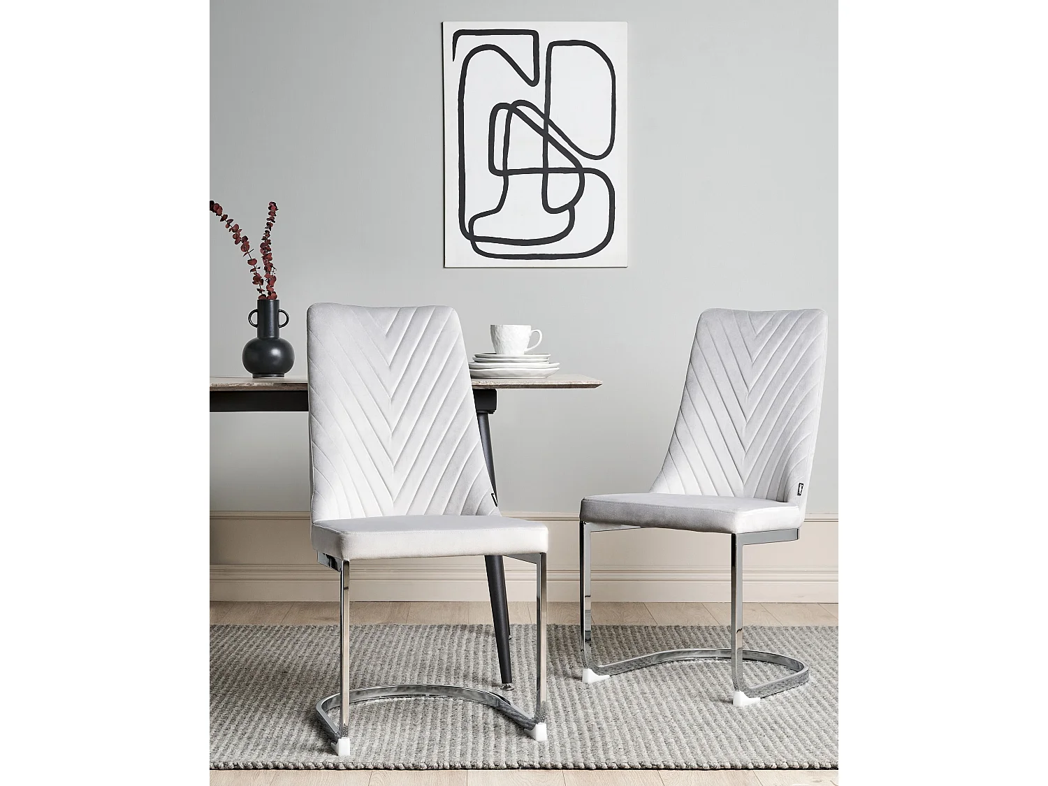Lot de 2 chaises de salle à manger ALTOONA Velours Gris