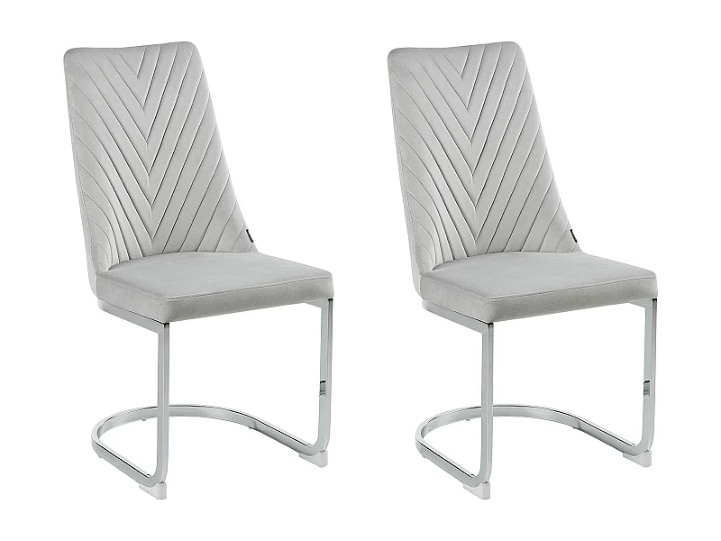 Zestaw 2 krzeseł do jadalni ALTOONA Welur Szary