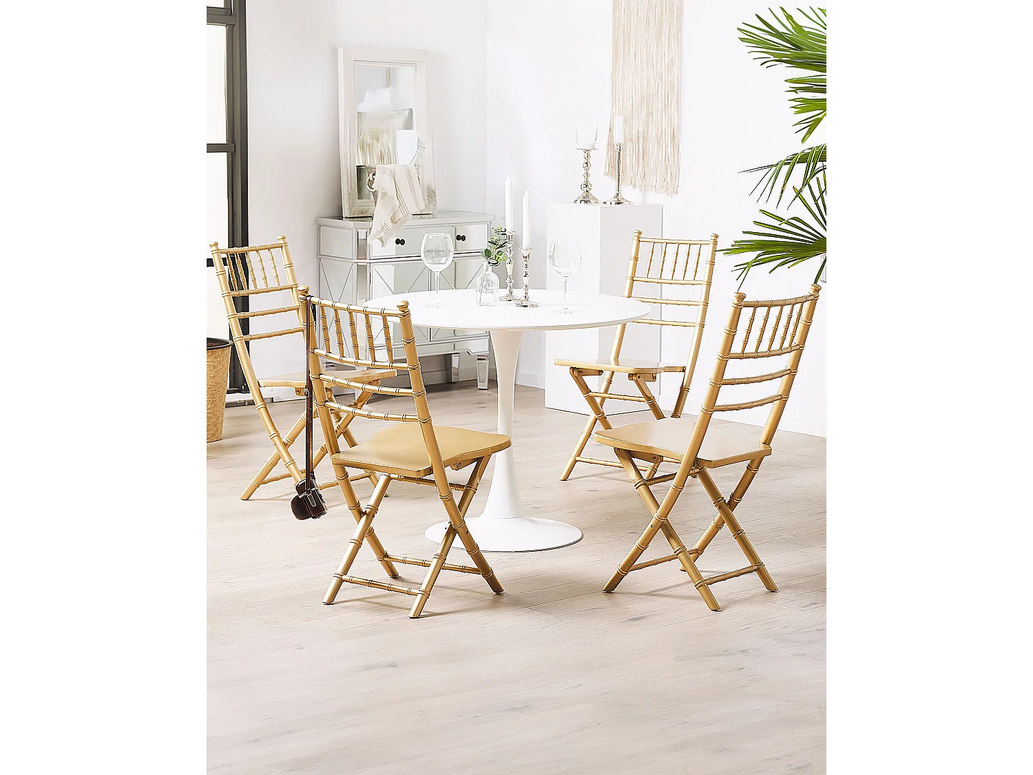 Set van 4 eetkamerstoelen MACHIAS Beukenhout Goud