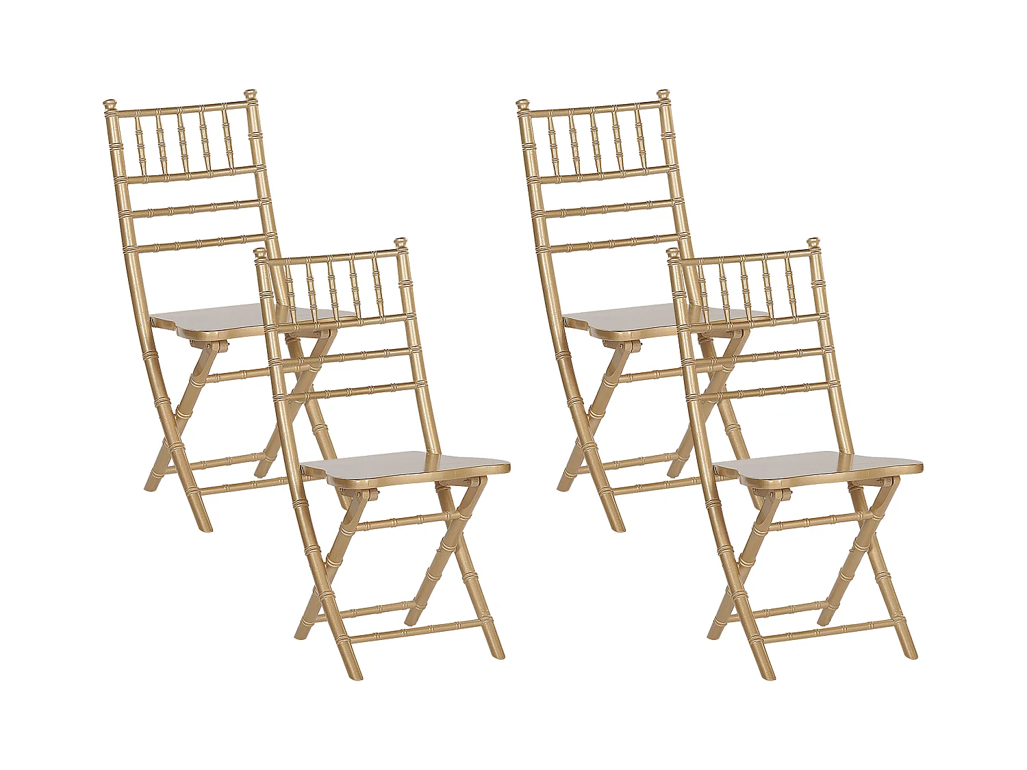 Lot de 4 chaises de salle à manger Pliant MACHIAS Bois de hêtre Doré