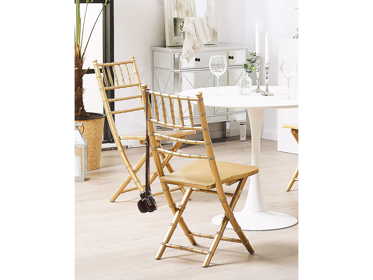 Set van 4 eetkamerstoelen MACHIAS Beukenhout Goud