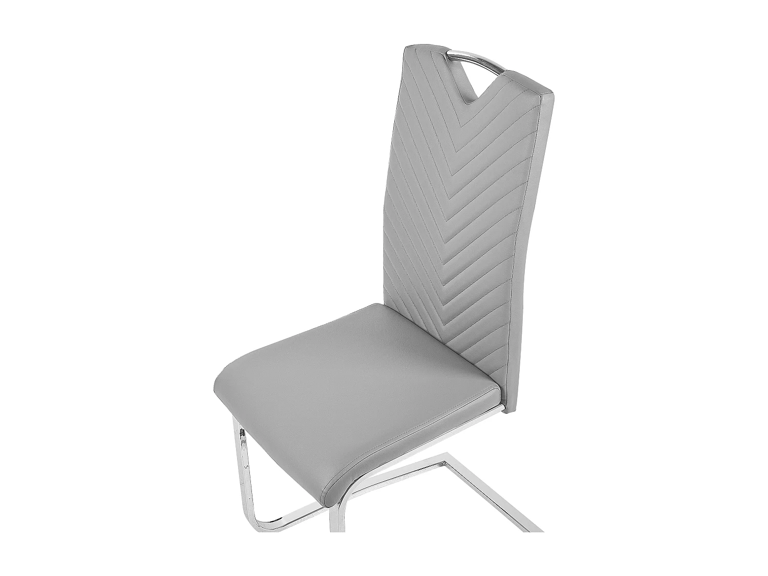 Moderner Freischwinger Stuhl 2er Set in Grau aus Kunstleder mit Griff Picknes