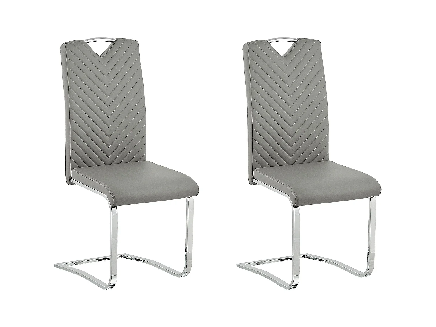 Lot de 2 chaises de salle à manger PICKNES Cuir PU Gris clair