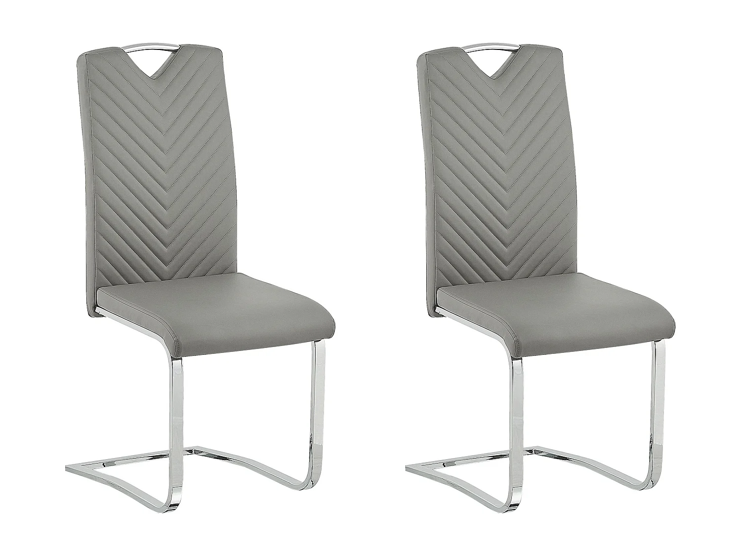 Lot de 2 chaises de salle à manger PICKNES Cuir PU Gris clair