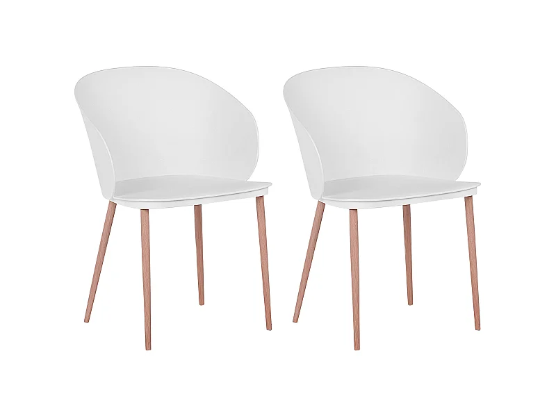 Weißes 2er Set Esszimmerstuhl aus Kunststoff Blaykee